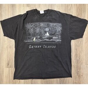 Vintage‎ Cayman Islands Graphic T-Shirt Black XXL Heavyweight Cotton Tee